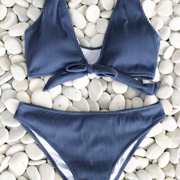 DEEP BLUE LOVE SOLID BIKINI SET - Picture 3 of 4